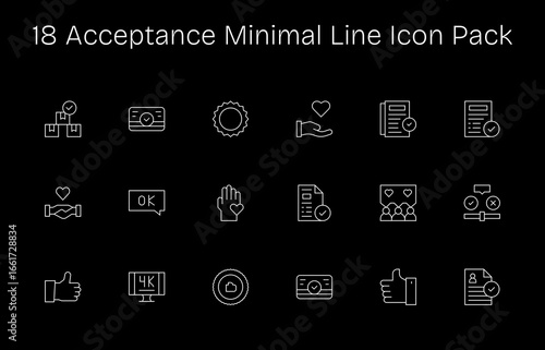 18 Acceptance Icons in Minimal Line Aesthetic