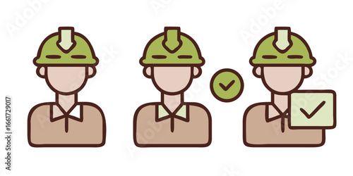 Set of Clean and Simple Vector Line Illustrations Showing Workers Across Fields Including Construction, Medical, and Industrial Jobs for Diverse Applications