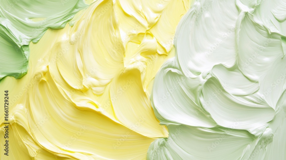 Obraz premium background of a palette of paint strokes in yellow and light green shades