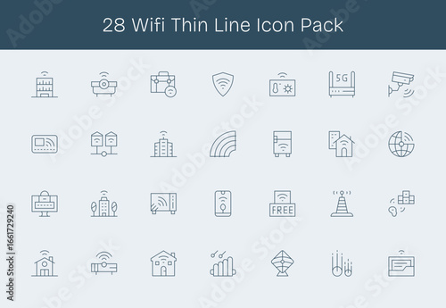 Wifi Icon Set - 28 Thin Line Graphics