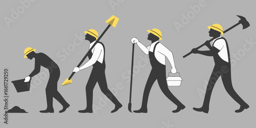 Set of Clean and Simple Vector Line Illustrations Showing Workers Across Fields Including Construction, Medical, and Industrial Jobs for Diverse Applications