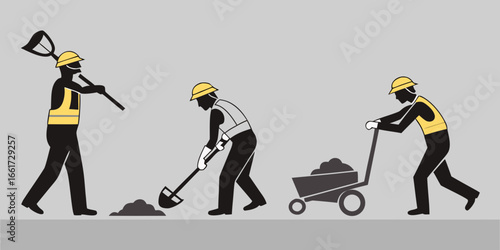 Set of Clean and Simple Vector Line Illustrations Showing Workers Across Fields Including Construction, Medical, and Industrial Jobs for Diverse Applications