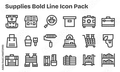 Supplies Icon Collection - 18 Bold Line Designs