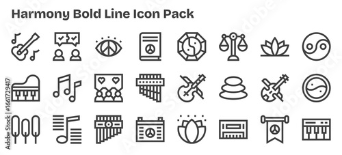 Bold Outline Icons - Harmony Set with 24 Vectors