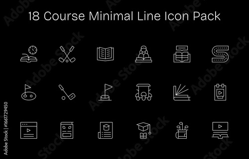 18 Minimal Line Designs - Course Vector Icons