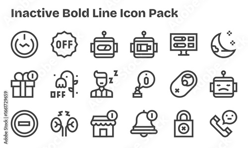 Inactive - 18 Icons in Bold Line Design