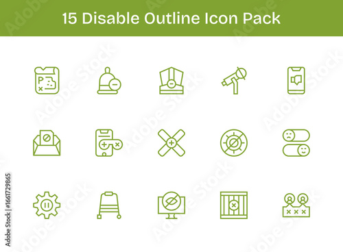 Disable Icon Collection - 15 Outline Designs