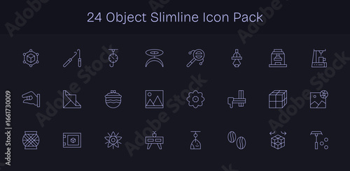 Slim Line Style Object Icons - 24 Vectors
