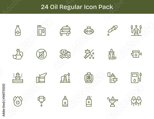 Oil Icon Collection - 24 Regular Outline Designs