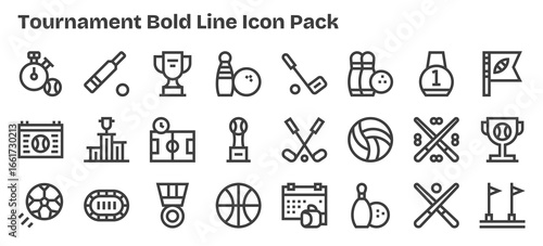 24 Bold Outline Style Icons - Tournament Collection