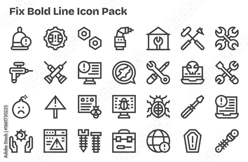 Fix Icon Set - 28 Extra Bold Line Graphics