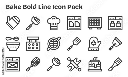 Bake - 18 Icons in Bold Line Design