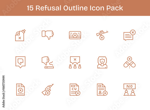 15 Outline Designs - Refusal Vector Icons