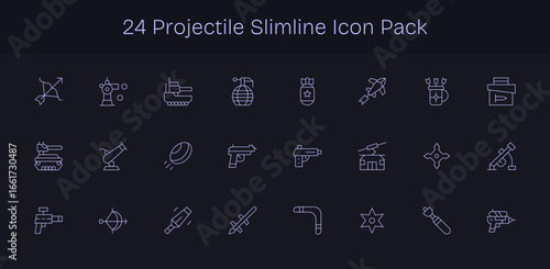 Projectile Icon Collection - 24 Slim Line Designs