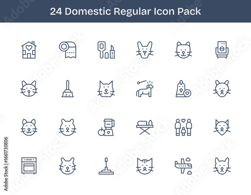 24 Regular Outline Vectors for Domestic Theme