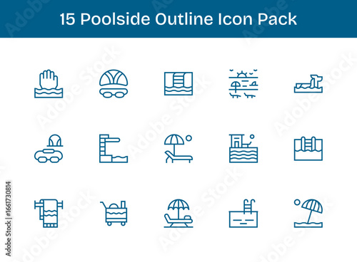 Poolside Icon Collection - 15 Outline Designs
