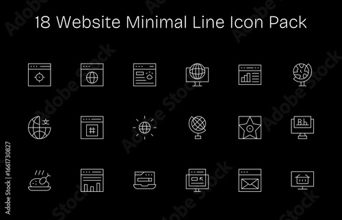 18 Minimal Line Icons - Website Graphics