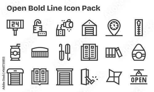 18 Icons for Open in Bold Line Format