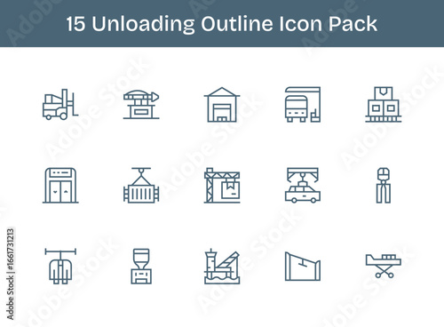 Outline Style Unloading Icons - 15 Vectors