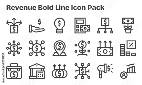 18 Bold Line Icons - Revenue Graphics