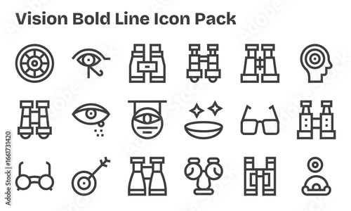 18 Vision Icons in Bold Line Aesthetic