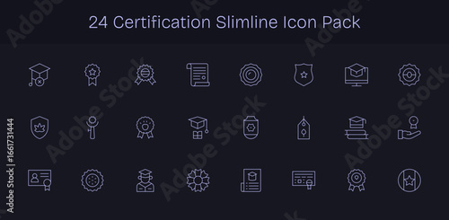 24 Slim Line Designs - Certification Vector Icons