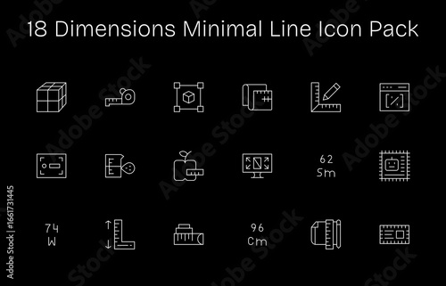 Dimensions - 18 Minimal Line Vector Illustrations
