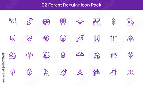 Forest Visual Pack - 32 Regular Line Icons