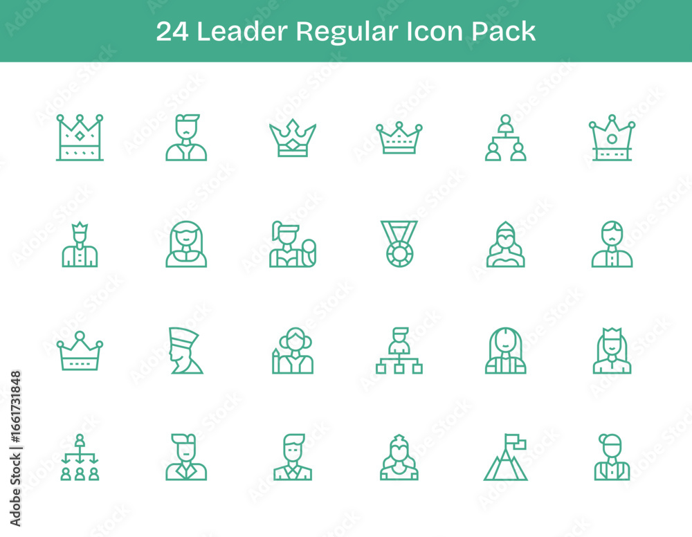 Fototapeta premium Leader Icon Collection - 24 Regular Outline Designs