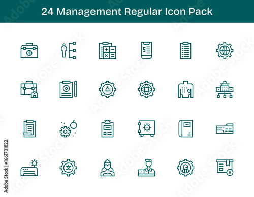 Management Icon Collection - 24 Regular Outline Designs