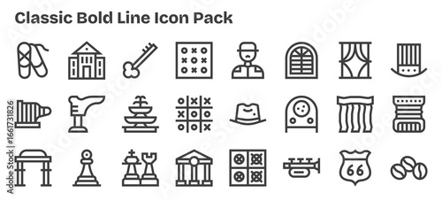 24 Bold Outline Designs - Classic Vector Icons