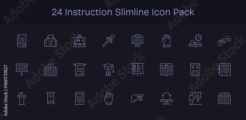24 Icons for Instruction in Slim Line Format