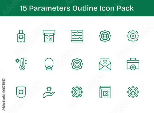 Outline Icons - Parameters Set with 15 Vectors