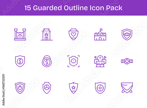 Guarded - 15 Icons in Outline Design