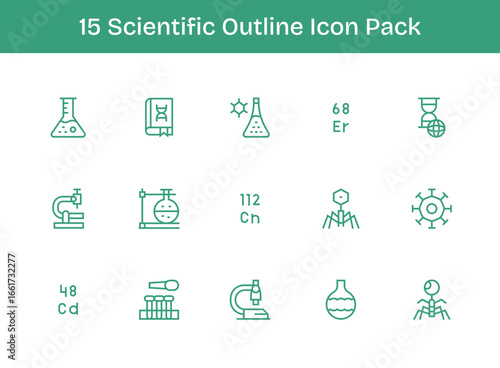 Scientific Icon Set - 15 Outline Graphics