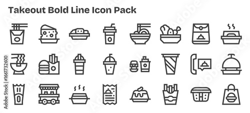 24 Bold Outline Vectors for Takeout Theme
