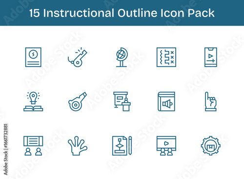 Outline Style Instructional Icons - 15 Vectors