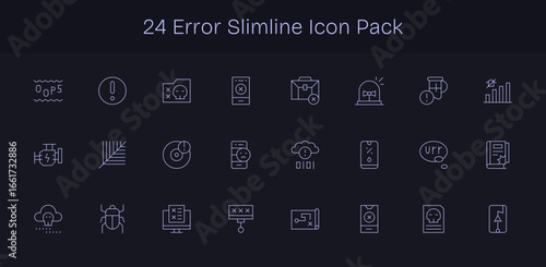 24 Icons for Error in Slim Line Format