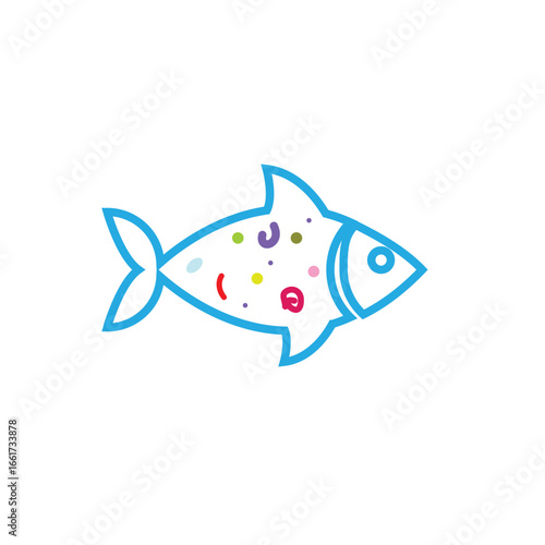 Microplastics in Fish Vector Icon