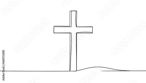 Simple line drawing cross religious symbol