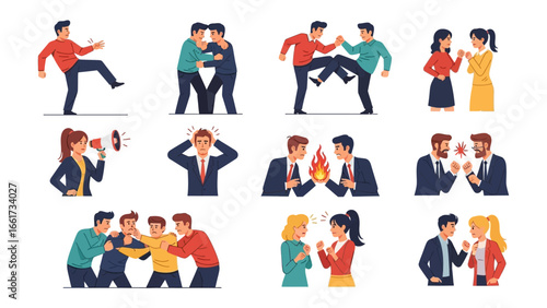 Conflict and Dispute: An animated representation of conflict and dispute scenarios, using vivid illustrations to capture the essence of disagreements, arguments.