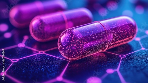 Purple-Blue Sci-Fi Medical Capsule: Futuristic Biotech & Healthcare Design