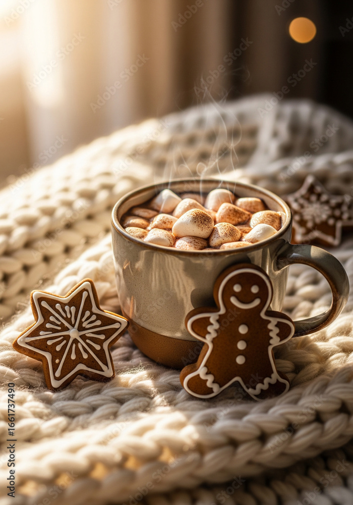 Fototapeta premium mug with cocoa and marshmallows