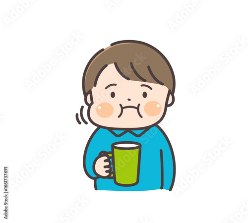 うがいをする男の子のイラスト