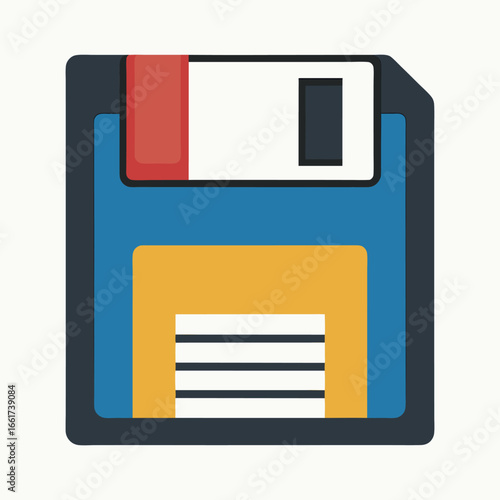 Retro floppy disk illustration with a vintage nostalgic aesthetic perfect for technology and data storage concepts