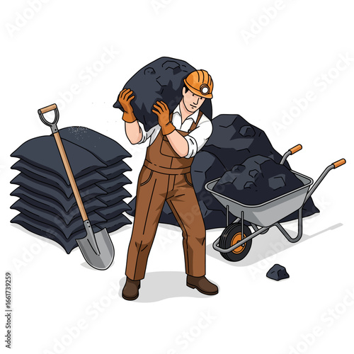 Industrial Worker: A Man Carrying a Bag of Coal