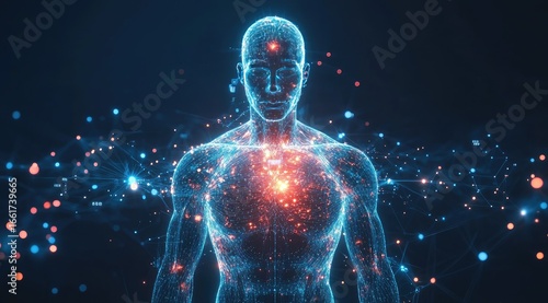 Wallpaper Mural Abstract digital human form, glowing particles Torontodigital.ca