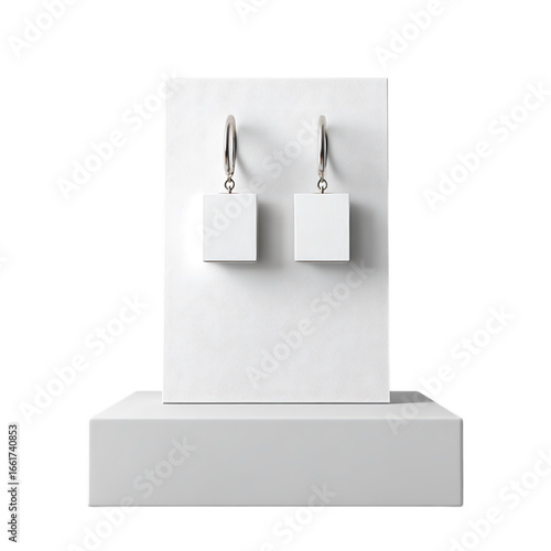 White Square Earrings on Display Stand jewelry