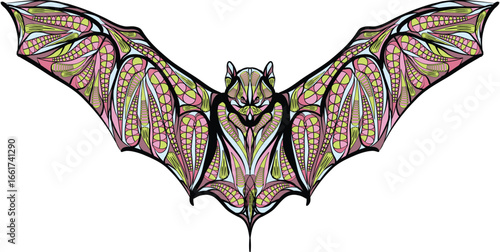 Bat Ethnic Art orange tune Vector editable vector for t-shirt mug wall stickers wallpaper sticker design multipurpose use in high definition format
