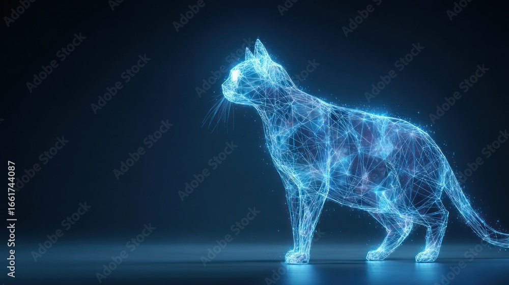 Fototapeta premium Digital cat silhouette